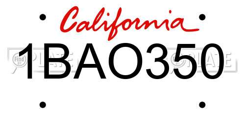 1BAO350 California License Plate