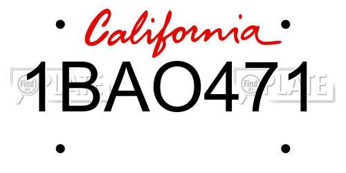 1BAO471 California License Plate