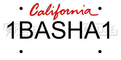 1BASHA1 California License Plate
