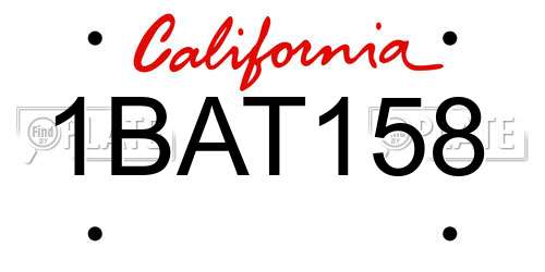 1BAT158 California License Plate