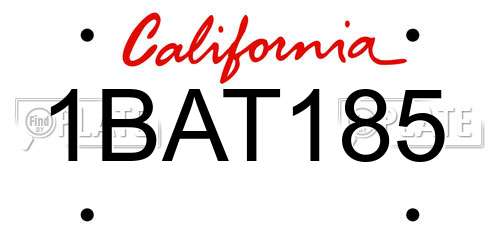 1BAT185 California License Plate