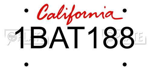 1BAT188 California License Plate