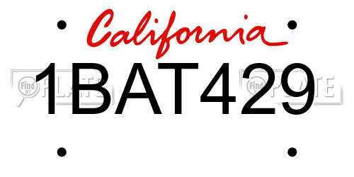 1BAT429 California License Plate
