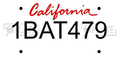 1BAT479 California License Plate