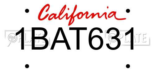 1BAT631 California License Plate