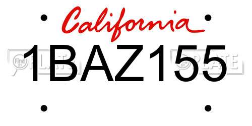 1BAZ155 California License Plate