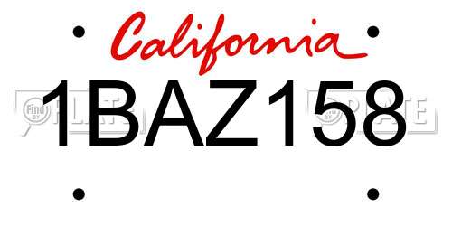 1BAZ158 California License Plate