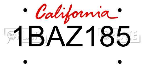 1BAZ185 California License Plate