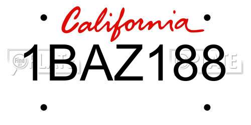 1BAZ188 California License Plate