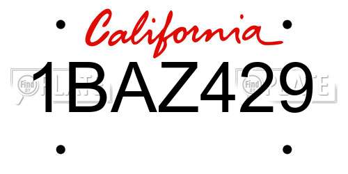 1BAZ429 California License Plate