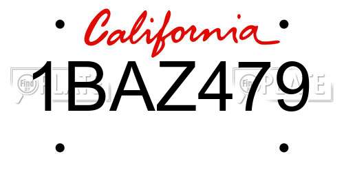 1BAZ479 California License Plate