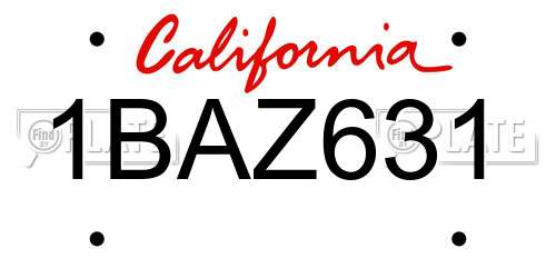 1BAZ631 California License Plate