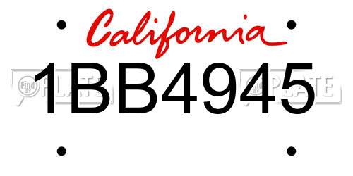 1BB4945 California License Plate