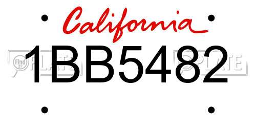 1BB5482 California License Plate