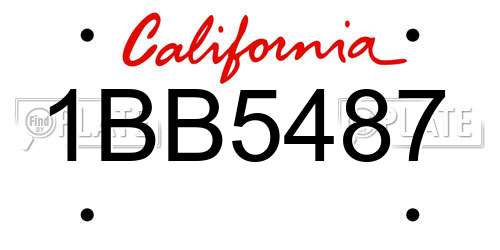1BB5487 California License Plate