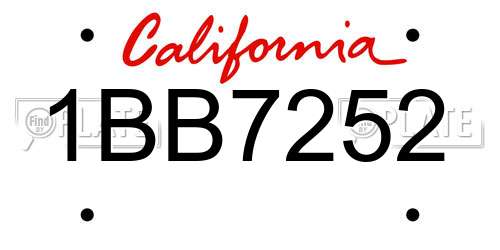 1BB7252 California License Plate
