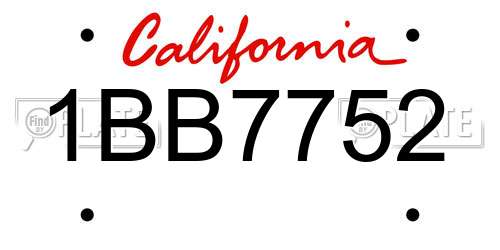 1BB7752 California License Plate