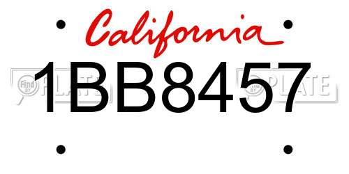 1BB8457 California License Plate
