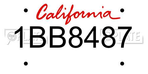 1BB8487 California License Plate
