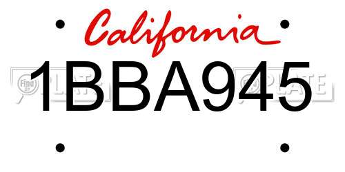 1BBA945 California License Plate