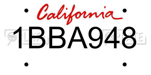1BBA948 California License Plate