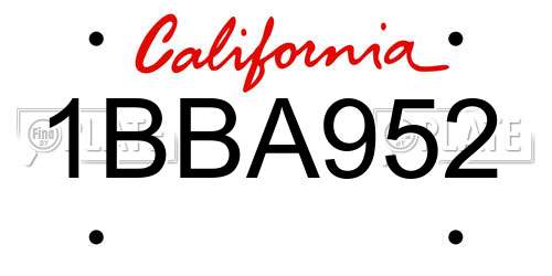 1BBA952 California License Plate