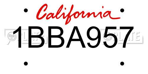 1BBA957 California License Plate