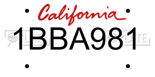 1BBA981 California License Plate