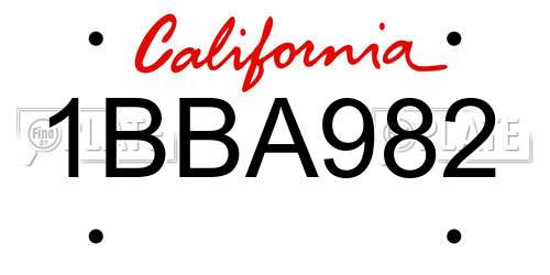 1BBA982 California License Plate