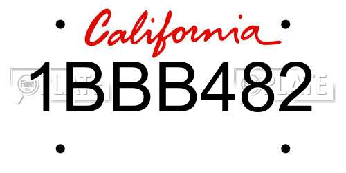1BBB482 California License Plate