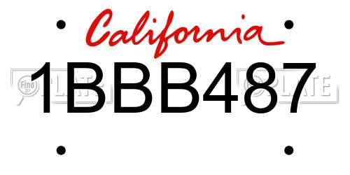 1BBB487 California License Plate