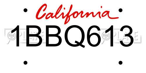 1BBQ613 California License Plate