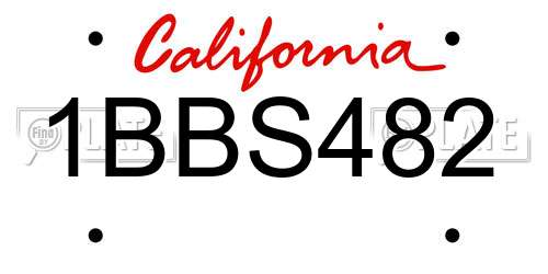 1BBS482 California License Plate