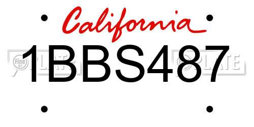 1BBS487 California License Plate
