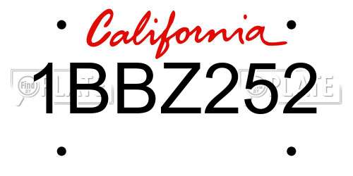 1BBZ252 California License Plate