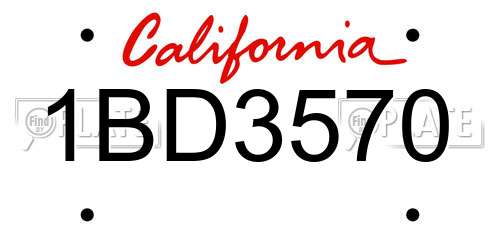 1BD3570 California License Plate
