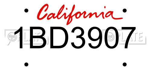 1BD3907 California License Plate