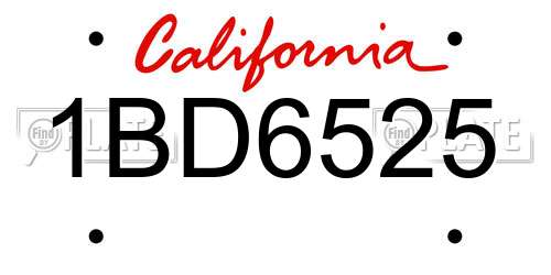 1BD6525 California License Plate