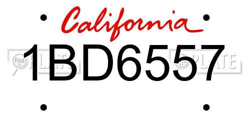 1BD6557 California License Plate
