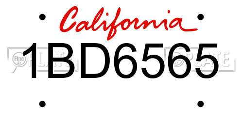 1BD6565 California License Plate