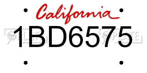 1BD6575 California License Plate