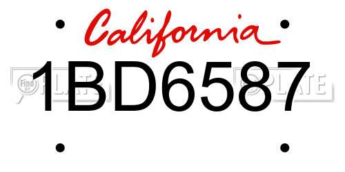 1BD6587 California License Plate