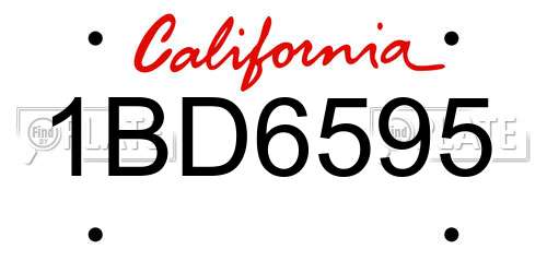 1BD6595 California License Plate