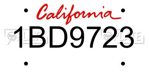 1BD9723 California License Plate