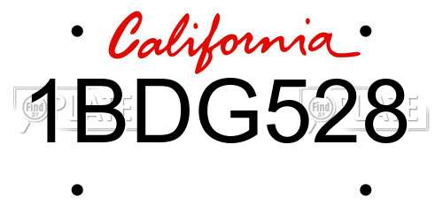 1BDG528 California License Plate