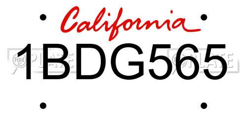 1BDG565 California License Plate