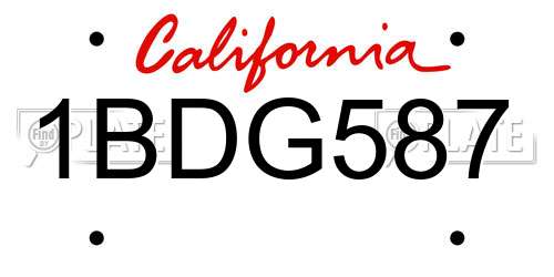 1BDG587 California License Plate