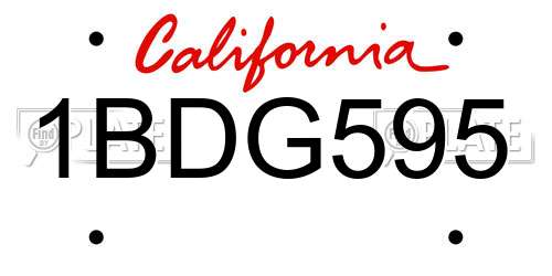 1BDG595 California License Plate