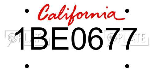 1BE0677 California License Plate