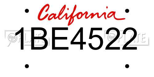 1BE4522 California License Plate